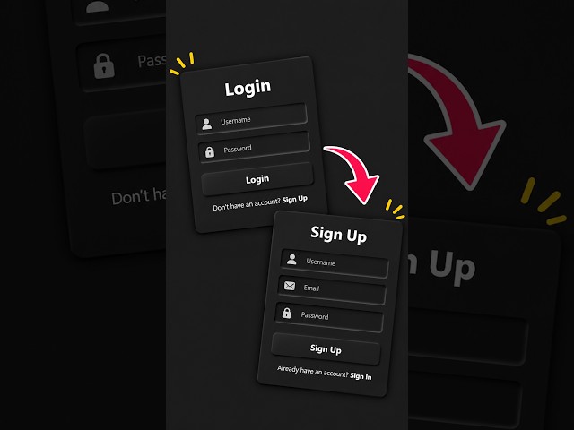 Code Effect #13 ---This Pure Dark Mode Login UI Looks Incredible!🖤| HTML CSS #shorts #webdevelopment