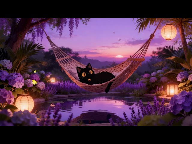 Lofi Cat’s Peaceful Escape 🐈 | Relaxing Lofi Vibes [Hammock Lounge & Sunset Garden]