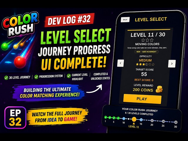 (Ep. 32) 30 LEVEL Journey Progress Bar is DONE! 🔥 | Unity 6 Game Development