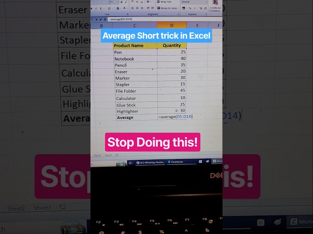 Average Short trick in Excel #shorts #exceltricks