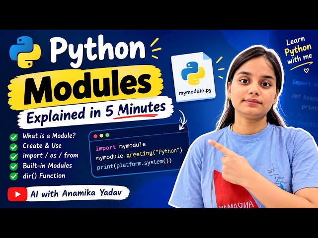 Python Modules Explained in 5 Minutes 🔥 | Import, as, from & Built-in Modules | Python Tutorial
