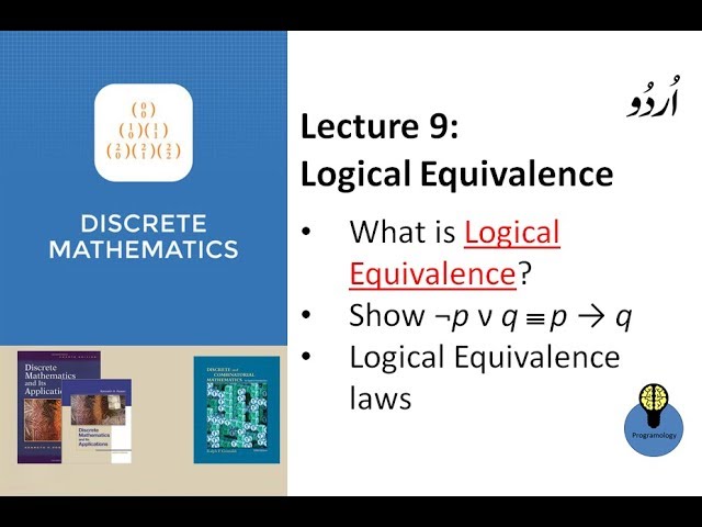 Lecture 9: logical equivalence discrete math, ¬p ν q and p → q , laws in urdu hindi