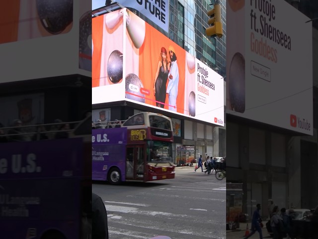 Billboard in NYC. Thank you so much @YouTubeMusic🙏🏽. Stream “Goddess” ft @Shenseea.