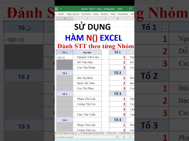 Function N: Numbering by group in Excel