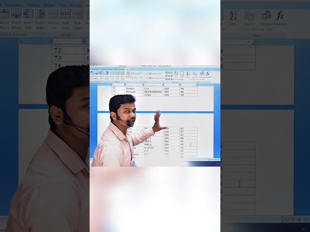 MS Word Repeat Header Rows | हर Page पर Heading कैसे दिखाएँ? #Shorts