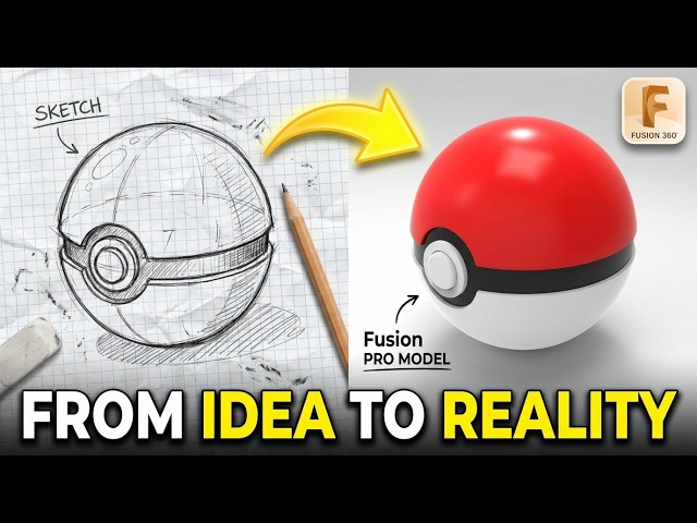 Fusion 360 From Zero | Beginner Step-by-Step Modeling Tutorial #05 Pokeball
