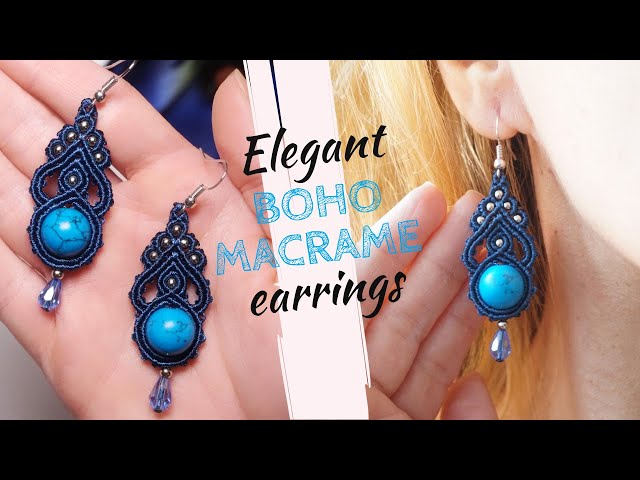 DIY drop macrame earrings easy |  DIY micro macrame earrings with beads | Macrame earrings tutorial