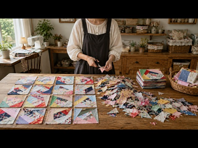 Sew Small Fabric Scraps Into Patchwork Squares and Turn Them Into Something Beautiful!