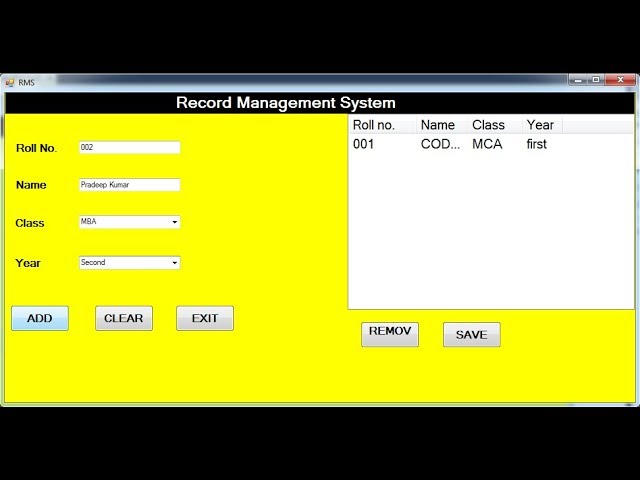 Record Management System project with source code in VB.NET