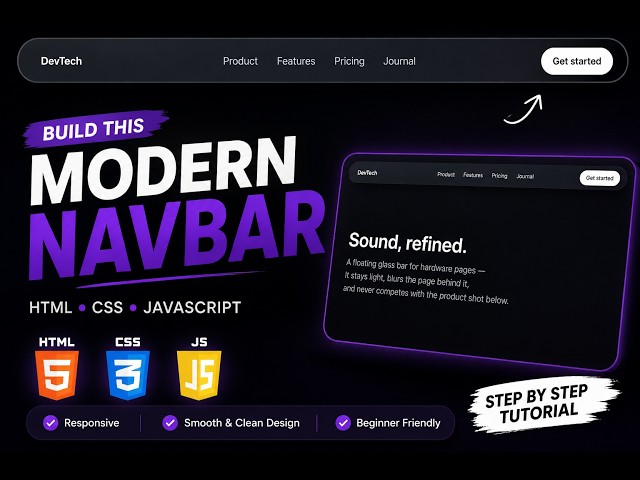 Build a Responsive Navbar with HTML CSS & JavaScript | Beginner Web Development Tutorial