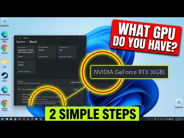 2 Simple Steps — How to check what kind of graphics card is installed on your computer (Windows 11)