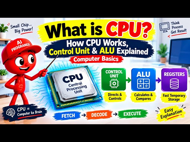 What is CPU? How CPU Works, Control Unit & ALU Explained | Computer Basics