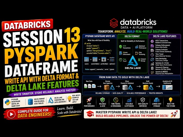 🔥 Databricks Session 13 : PySpark DataFrame Write API + Delta Lake Features