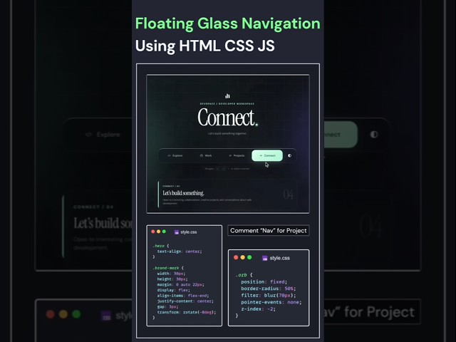 🔥Floating Glass Navigation UI with HTML, CSS & JS