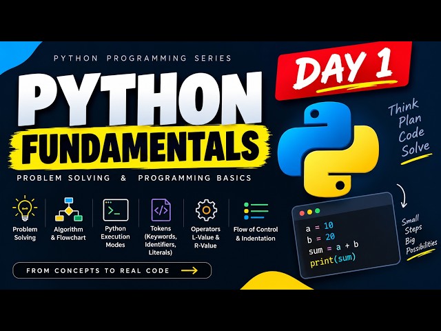 Python Fundamentals for Beginners | Problem Solving, IPO Cycle, Tokens, L-Value & R-Value | Day 1