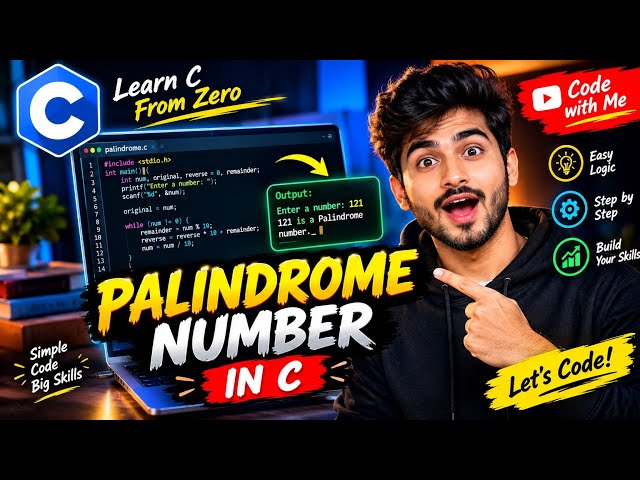 🔥 PALINDROME NUMBER IN C | Easy C Programming Tutorial for Beginners 🚀 @TheCodingZone-18 