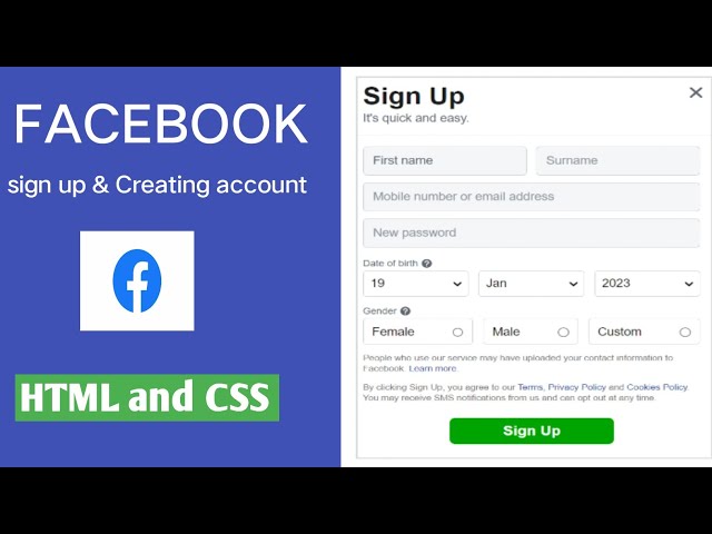 Facebook Sign Up Page Clone with HTML & CSS