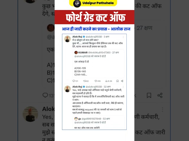 चतुर्थ श्रेणी रिज़ल्ट 2026, फोर्थ ग्रेड कट ऑफ, 4th grade result date, 4th grade cut off /फोर्थ ग्रेड