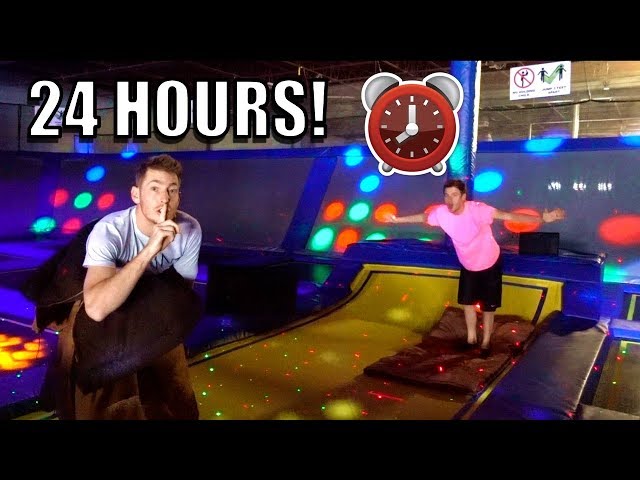 24 HOUR OVERNIGHT CHALLENGE IN TRAMPOLINE PARK!