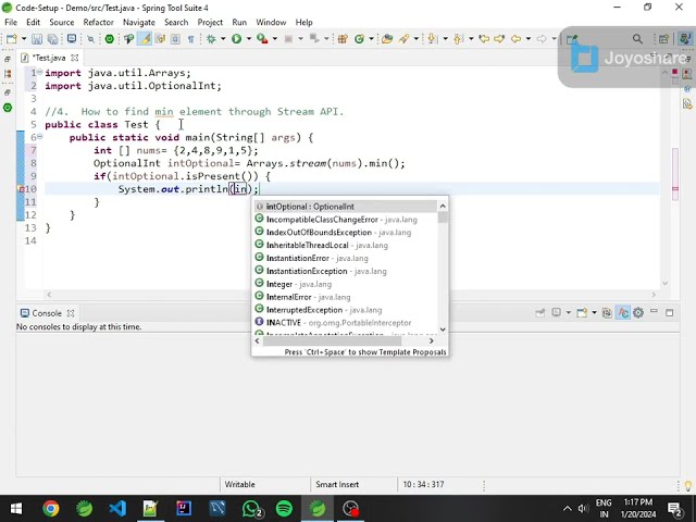 Find min element in array through Stream API in Java 8