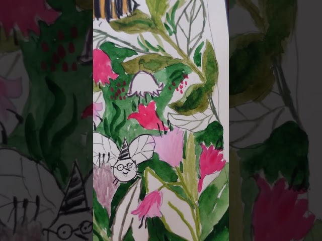 Blossoming beauty 🌸 painting flowers & bees #sketching #painting