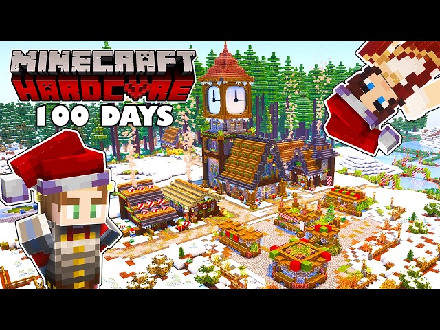 100 Days Building a CHRISTMAS VILLAGE with my WIFE in Minecraft Hardcore!