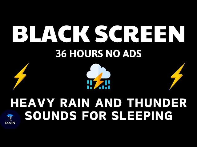 🔴 Heavy Rain and Thunder Sounds for Sleeping - Black Screen | Deep Rest with Heavy Storm Sounds