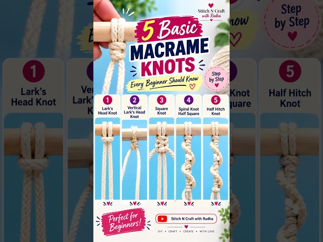 5 Easy Macrame Knots Every Beginner Should Know | Learn 5 Basic Macrame Knots