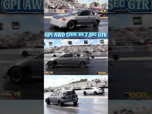 GP1 Racing AWD Civic Hatch PB vs 7 second R35 GTR #fl2k