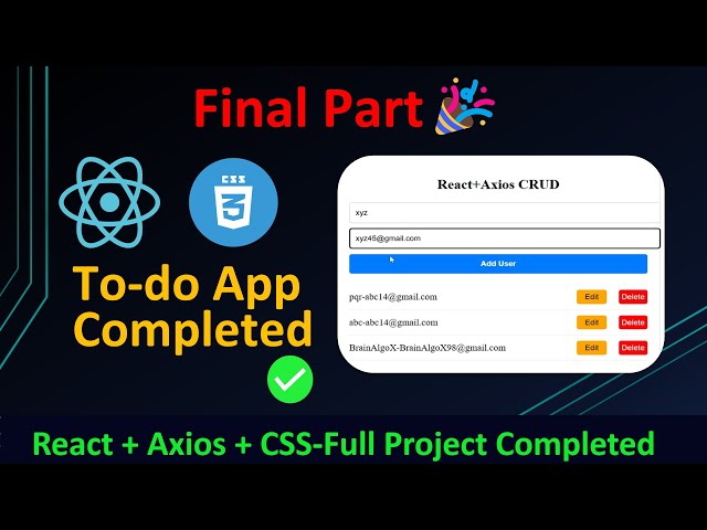 "React To-Do List App Tutorial Part 4(Final Part) | Beginner Project with Axios" #todolist