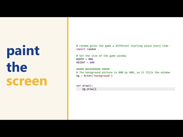 Your first pygame zero Actor — making and drawing a background
