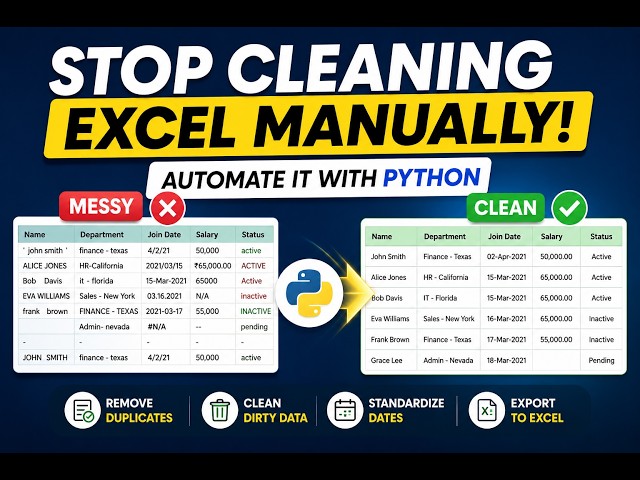 Stop Cleaning Excel Data Manually! Automate It with Python #Python #Excel #DataCleaning #automation