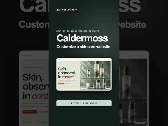 Customize a Next.js Skincare Website Template in 4 Steps | Caldermoss #Shorts