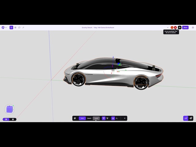 Gravity Sketch Screen app selection panel for precision
