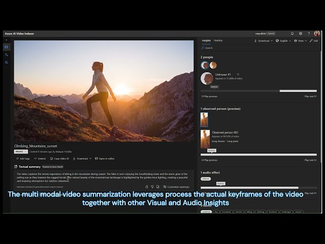 Multi-Modal Video Summary with OpenAI and Phi3.5 model -Azure AI Video Indexer Ignite2024