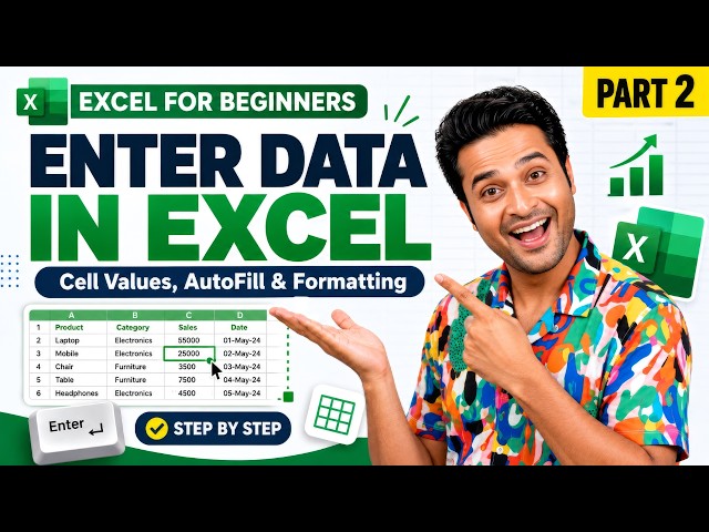 Excel Data Entry Tutorial for Beginners | AutoFill, Formatting & Shortcuts