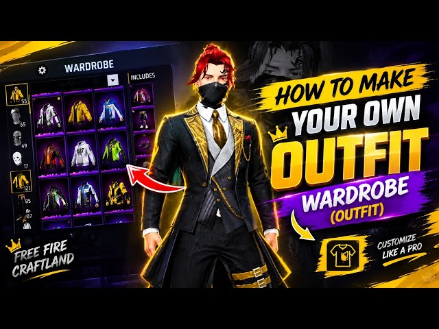 How to make your own outfit wardrobe in free fire craftland map 🗺️