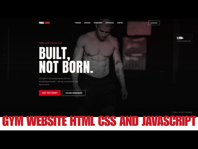 Building a Gym Website using HTML CSS and Javascript | Source code