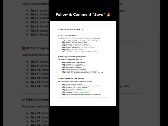 Master Java in 30 Days 🚀 | Complete Java Roadmap for Beginners to Advanced 🔥