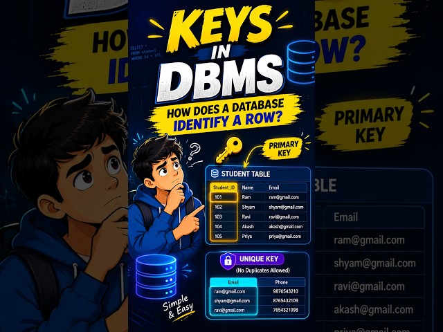 Primary Key vs Unique Key in DBMS   What's the Difference #database #dbms #coding#databasemanagement