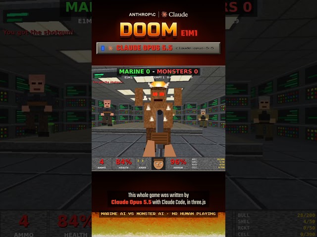Claude Opus 5.5 cloned Doom E1M1 #retrogaming #ai