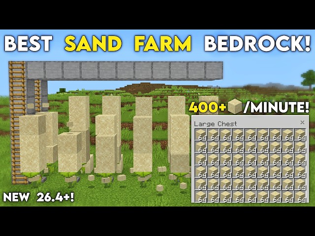 BEST SAND FARM in Minecraft Bedrock 26.4+! (400+/Minute!)