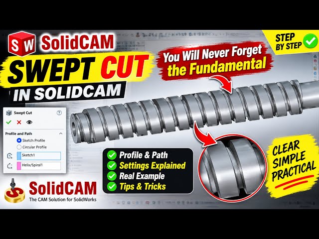 SolidCAM Swept Cut Tutorial: Master the Fundamentals Step by Step