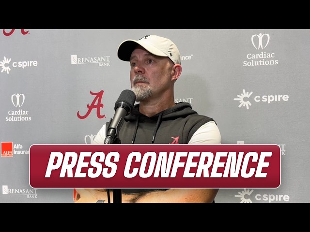 Alabama Football OC Ryan Grubb talks QB, OL battles after 10th preseason practice