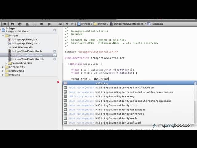 Learn Xcode 4 Tutorial iOS iPad iPhone 1 5 Implementing Methods Actions
