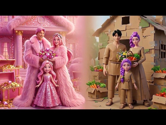 K-Pop Demon Hunters Cardboard Family vs Fluffy Family Animation - A Touching Stoies Of Rich and Poor