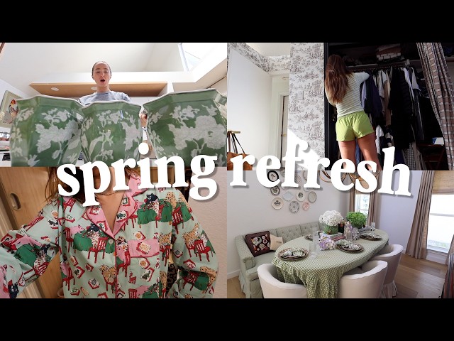 let's reset for spring together 🧺🌷🛁  closet clean outs, new decor, garden makeover