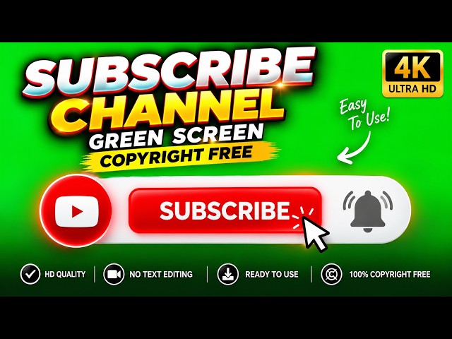 Subscribe Channel Green Screen 🔔 | YouTube Subscribe Animation | Copyright Free