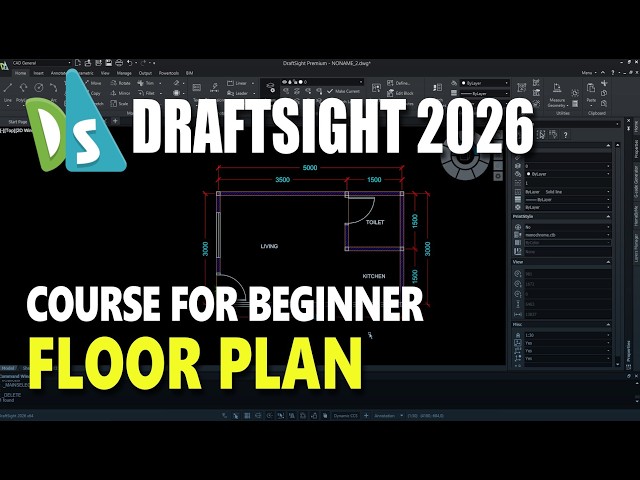 Draftsight 2026 Basic Floor Plan Tutorial For Beginner