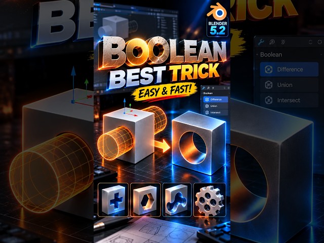 Blender Boolean Made EASY! You Need to Know This Trick 🤯#blender